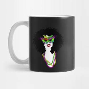 Mardi Gras Mask and Beads | Afro Hair Woman | Cherie's Art(c)2022 Mug